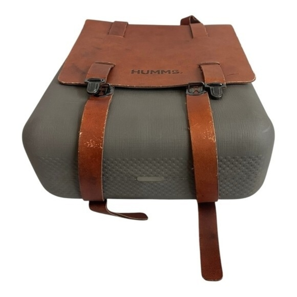 HUMMS Mammbo Grey Resin Brown Leather Unisex Backpack Argentina Travel Good Plus - Picture 4 of 7